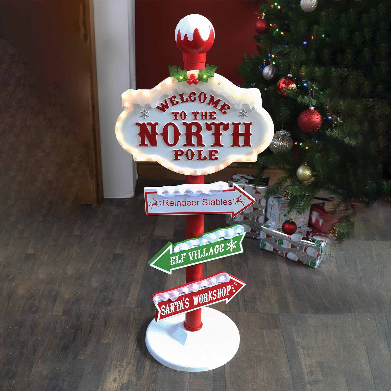 Silhouettes LED North Pole Road Sign Image 1