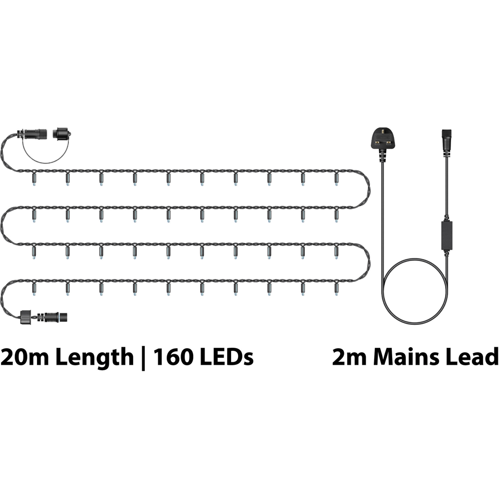 Eagle Connect Gold LED Black String Light 20m Image 7