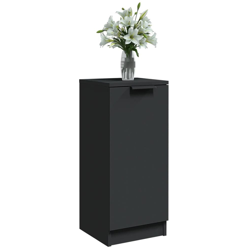 vidaXL Single Door Black Wooden Sideboard Set of 2 Image 3