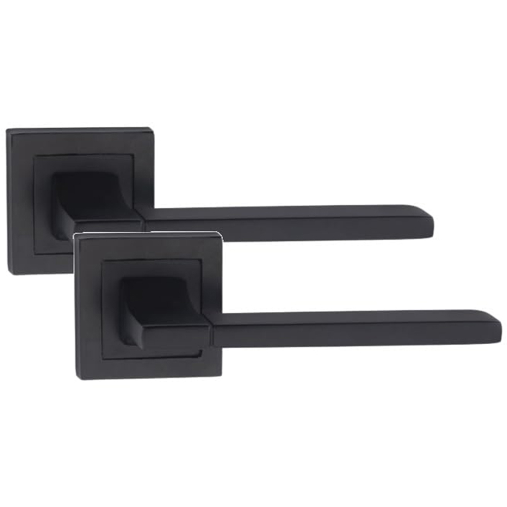 Golden Grace Matt Black Aztec Straight Door Handle Set 52 x 52mm 5 Pack Image