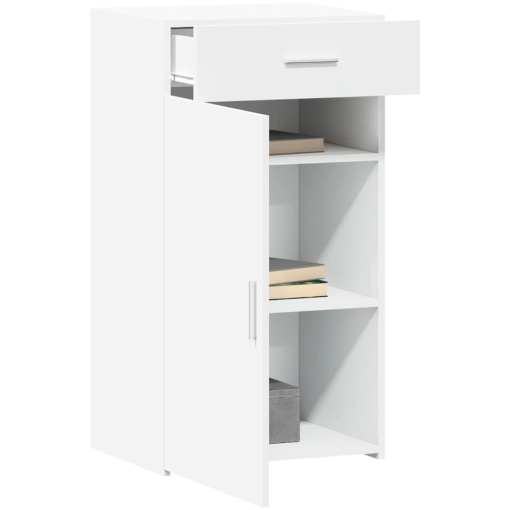 vidaXL Single Door Single Drawer White Sideboard Image 3