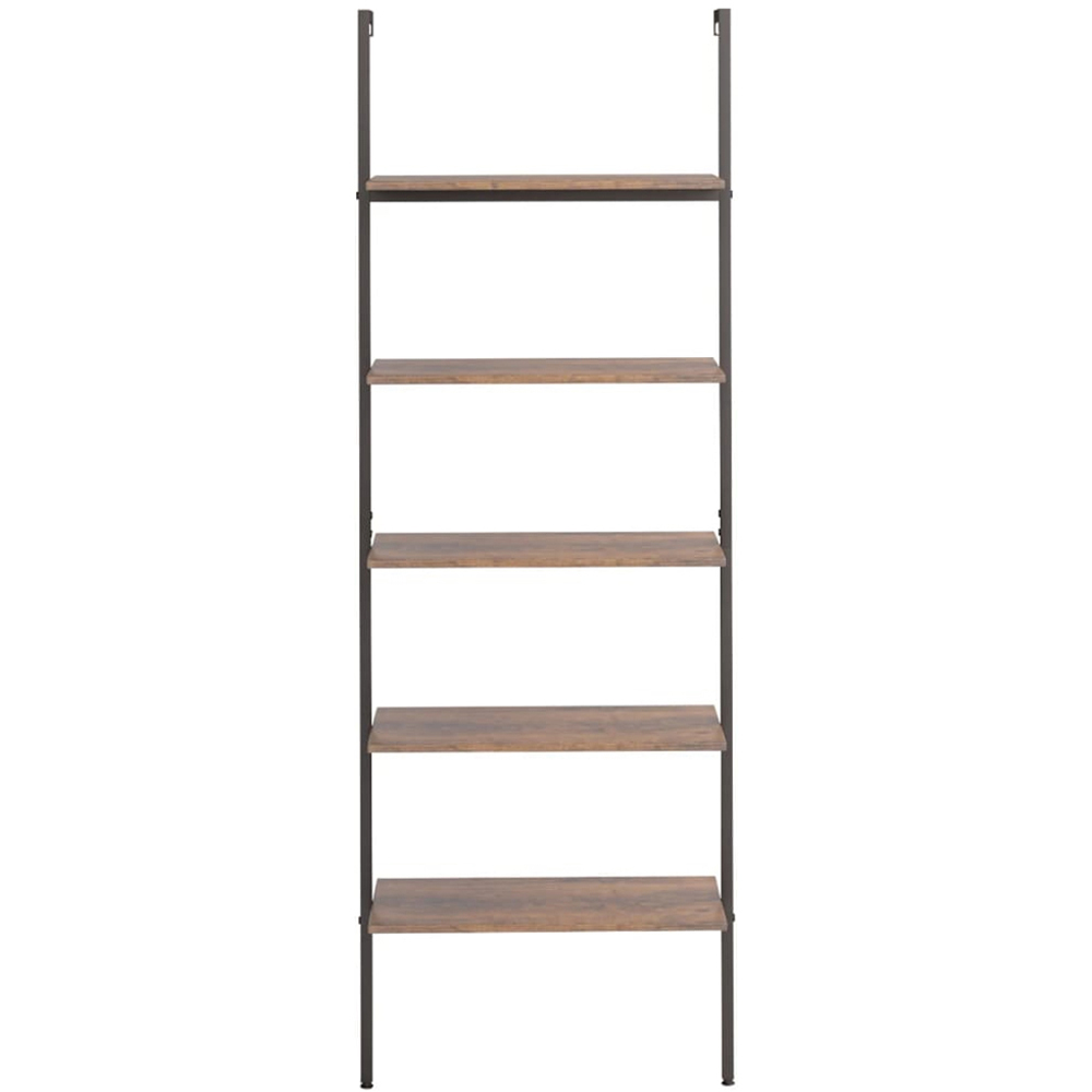 vidaXL 5 Shelf Dark Brown and Black Leaning Bookcase Image 2