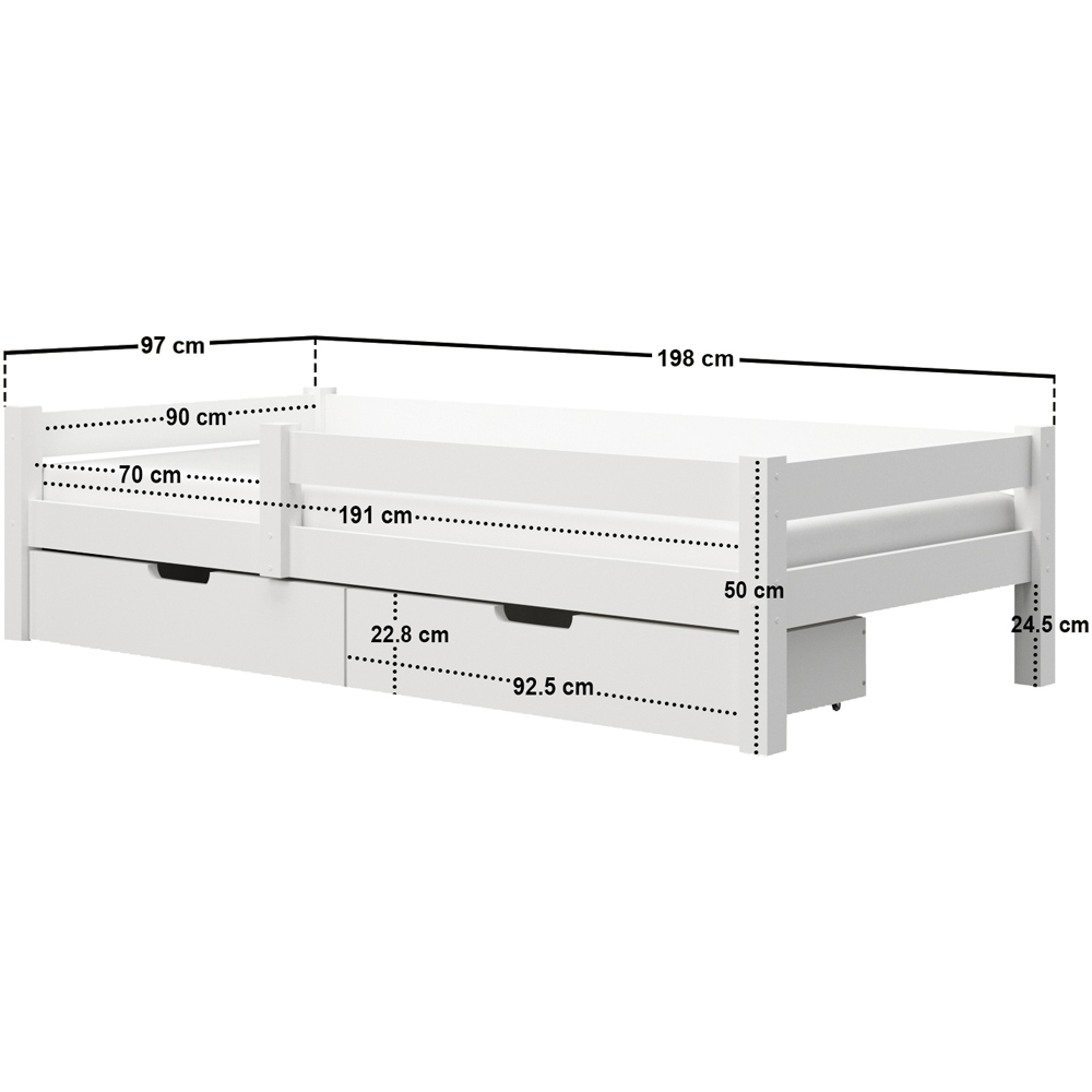 Flair Milo Single White 2 Drawer Wooden Storage Bed Frame Image 6