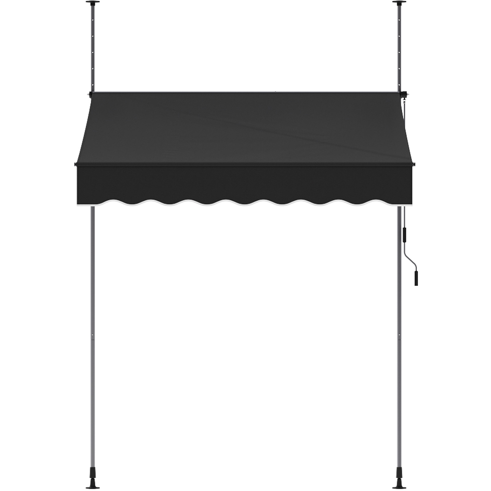 Living and Home Black Wavy Valance Retractable Height Adjustable Awning 2m Image 2
