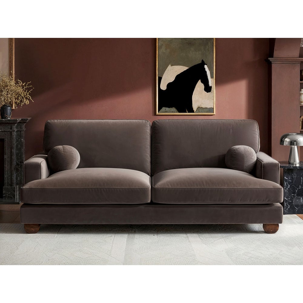 Solace+Co Addison 3 Seater Brown Velvet Sofa Image 4