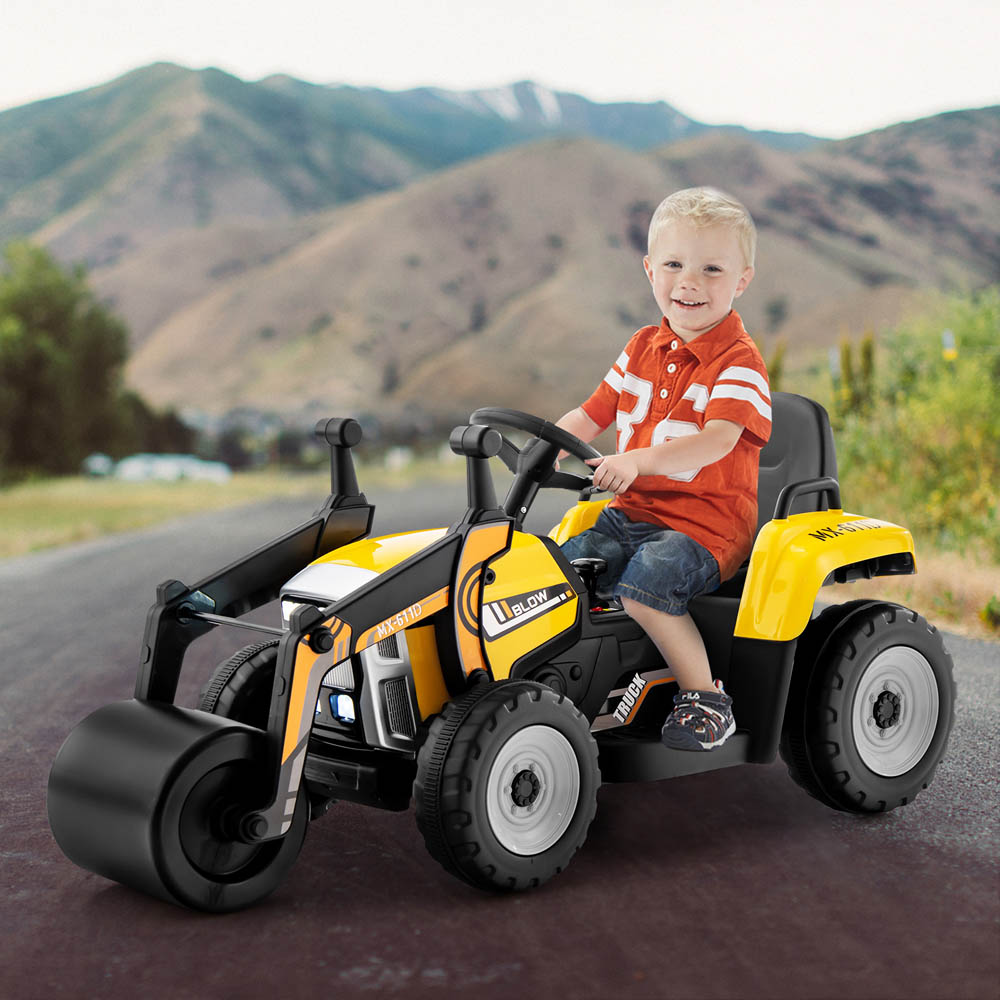 Costway Kids Yellow Ride On Road Roller with 2.4G Remote Control 12V Image 4