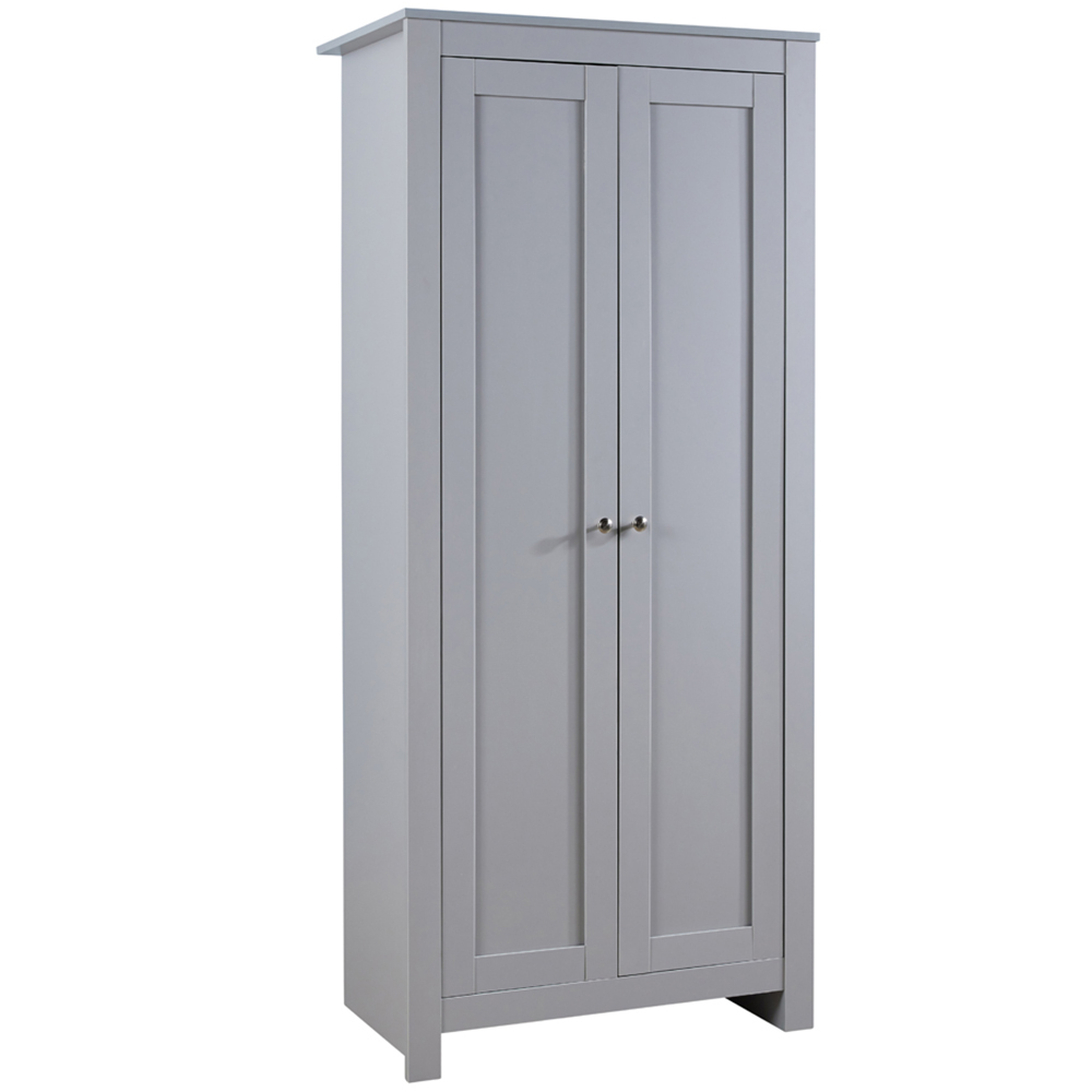 Home Source 2 Door Grey Wooden Wardrobe with Hanging Rail Image 2