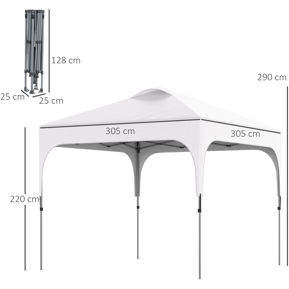 Outsunny 3 x 3m White Pop Up Gazebo with Wheeled Carry Bag and 4 Weight Bag Image 7