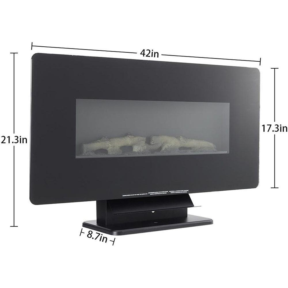 Living and Home Black Wide Frame Electric Fireplace with Stand Image 9