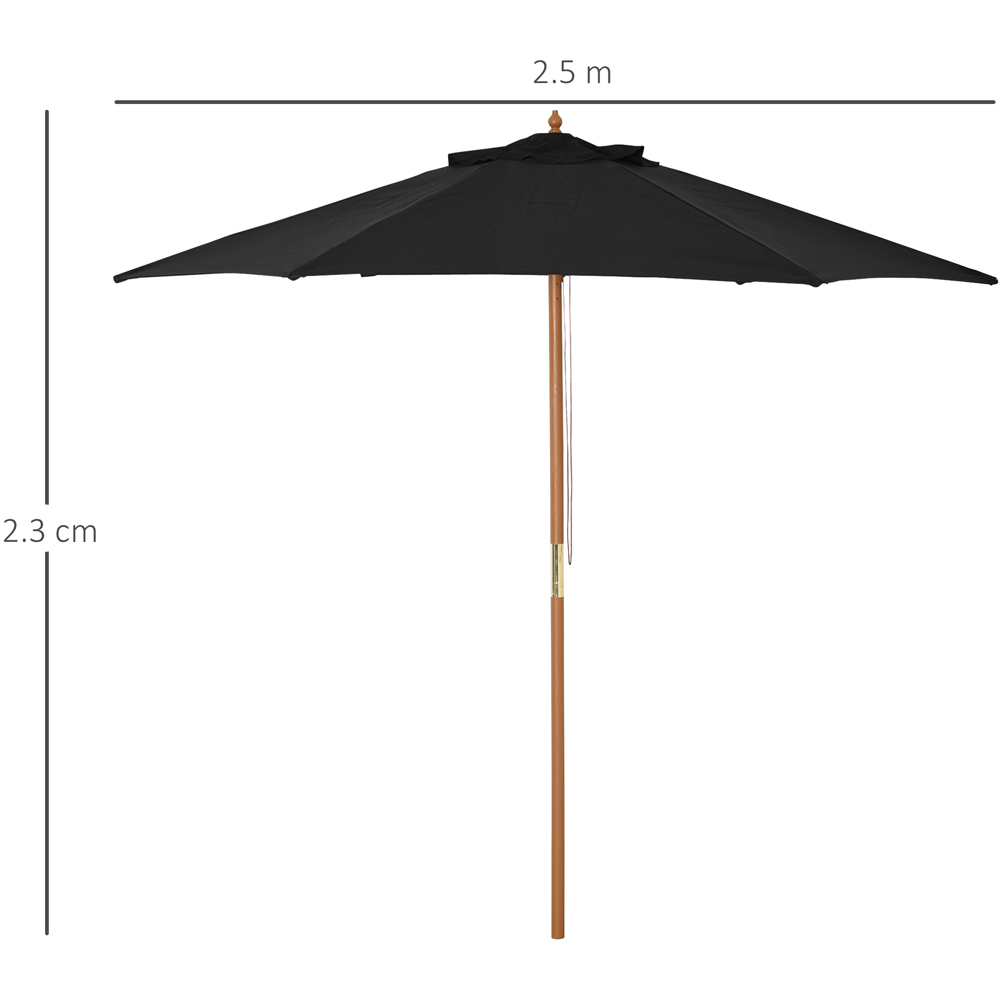 Outsunny Black Wooden Garden Parasol 2.5m Image 8