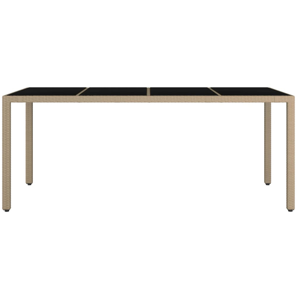 vidaXL 6 Seater Beige Polyrattan Tempered Glass Tabletop Garden Table Image 3