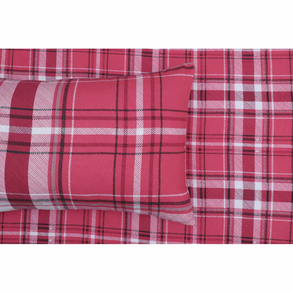 Wilko Red Check Brushed Cotton Single Duvet Set Wilko