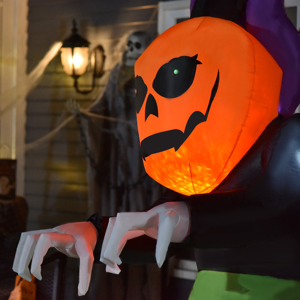 HOMCOM Halloween Inflatable Pumpkin Ghost 8ft Image 3