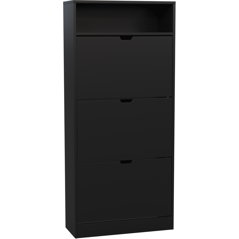VIDA DESIGNS 3 Drawer Single Shelf Black Shoe Cabinet Image 2