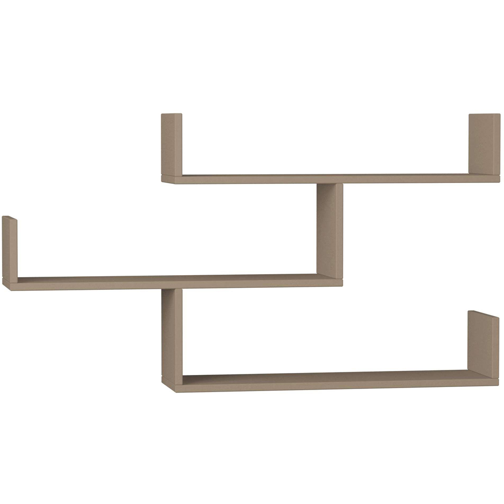 Decortie Tibet 3 Shelf Mocha Grey Modern Wall Mounted Bookcase Image 2