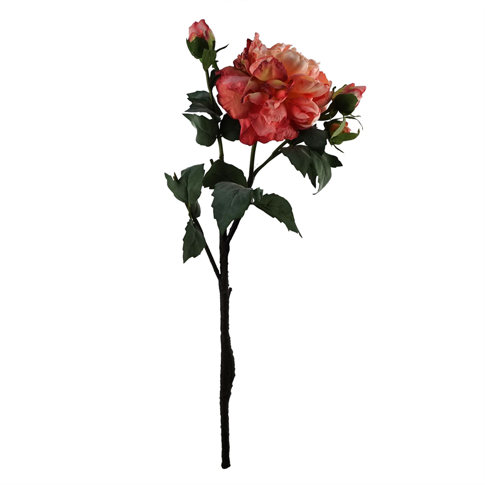 Leaf Pink Peony Single Stem Artificial Flower 2ft 6 Pack Image 2