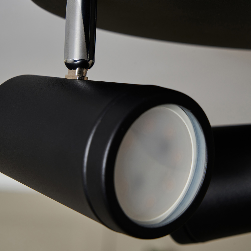 Spa Flora Black 3 Light IP44 Flush Ceiling Plate Image 5