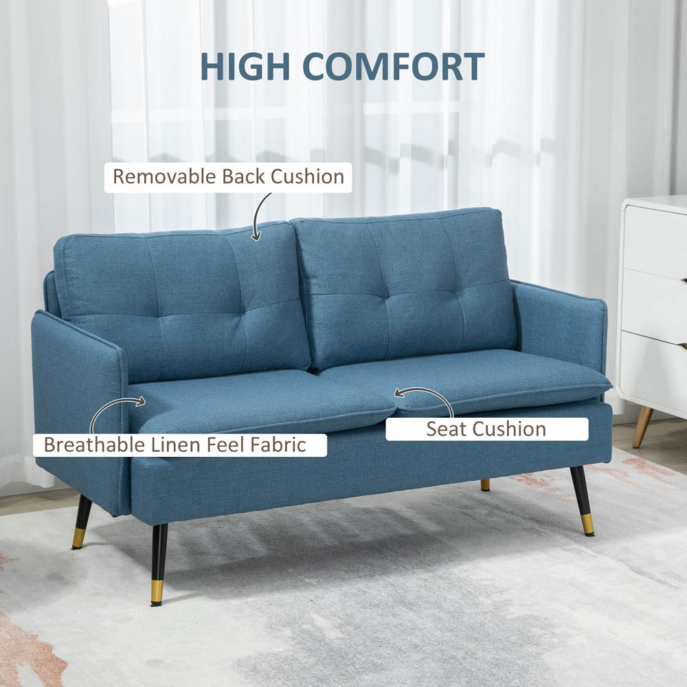 Portland 2 Seater Blue Button Tufted Sofa Image 3