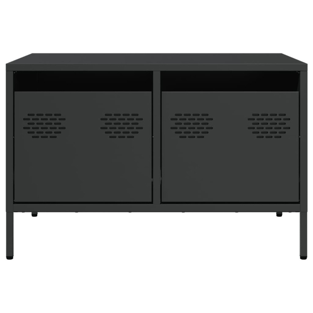 vidaXL 2 Drawer Black Steel Industrial Style TV Cabinet Image 3