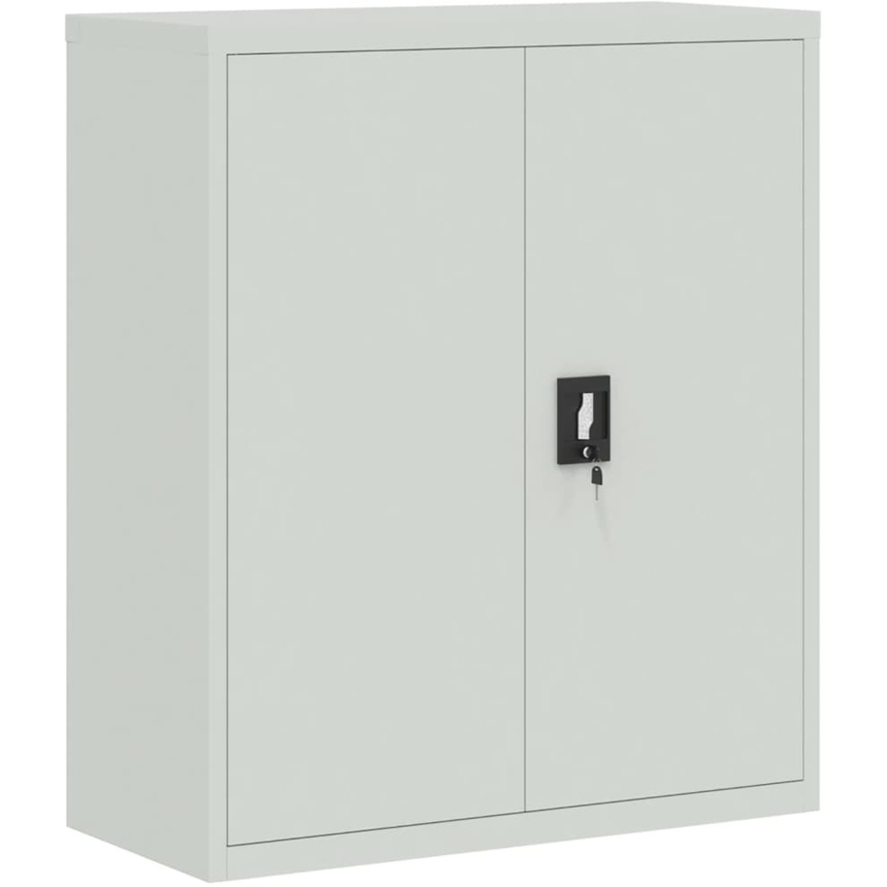 vidaXL 2 Door 3 Shelf Light Grey Powder Coated Steel Lockable File Cabinet Image 2