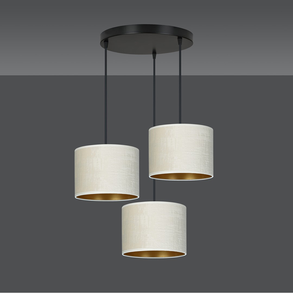 Emibig Hilde 3 Light White Shade Black E27 Ceiling Pendant Light Image 5