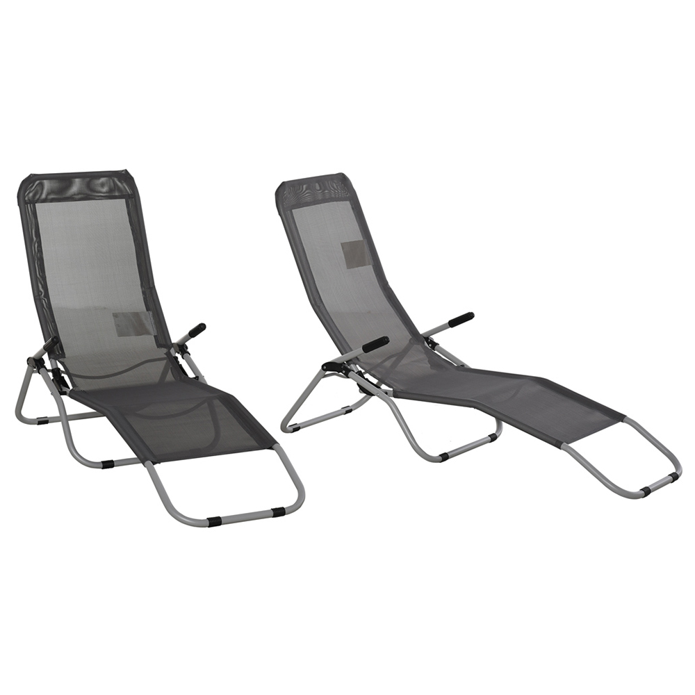 Outsunny 2 Piece Reclining Camping Chair Set Image 1
