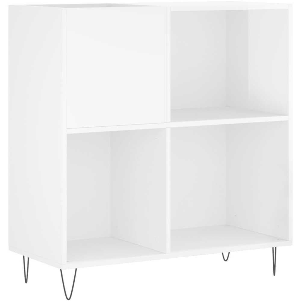 vidaXL 3 Shelf High Gloss White Square Record Cabinet Image 2