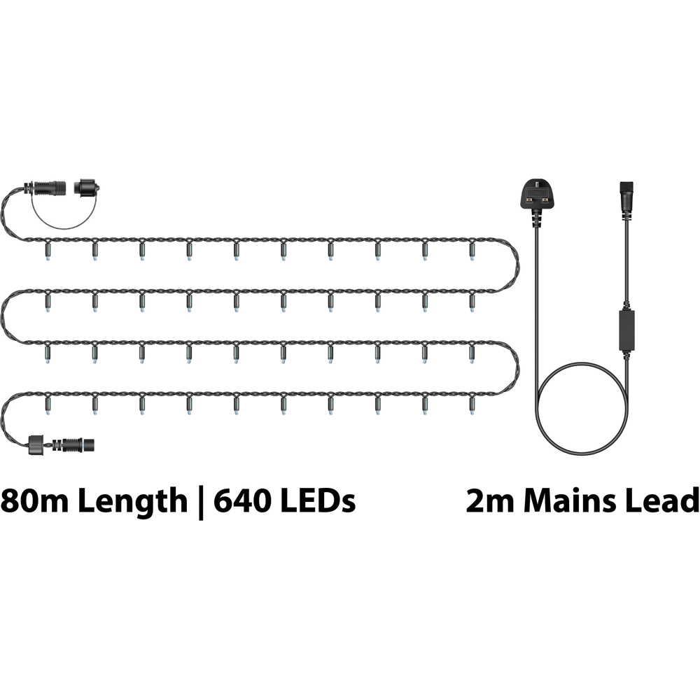 Eagle Connect Cool White LED Black String Light 80m Image 7