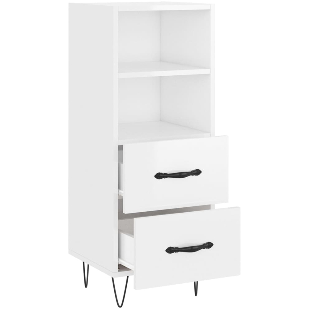 vidaXL 2 Drawer 2 Shelf High Gloss White Sideboard Image 5