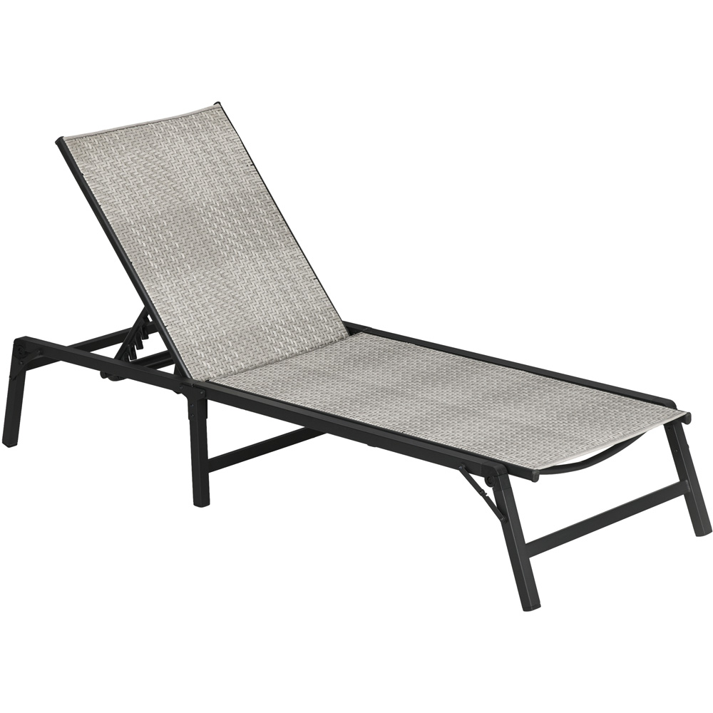 Outsunny Mixed Grey Rattan Foldable Sun Lounger Image 2
