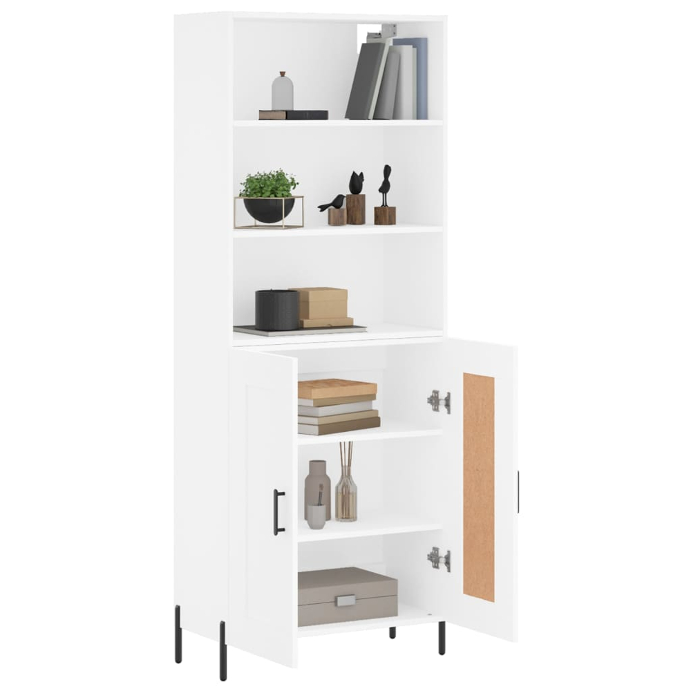 vidaXL 2 Door 3 Shelf White Highboard Image 3