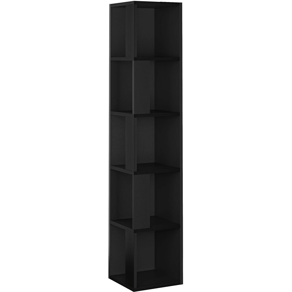 Decortie Piano Black Marble Effect 3 Tier Tall Corner Bookcase Display Unit Image 2