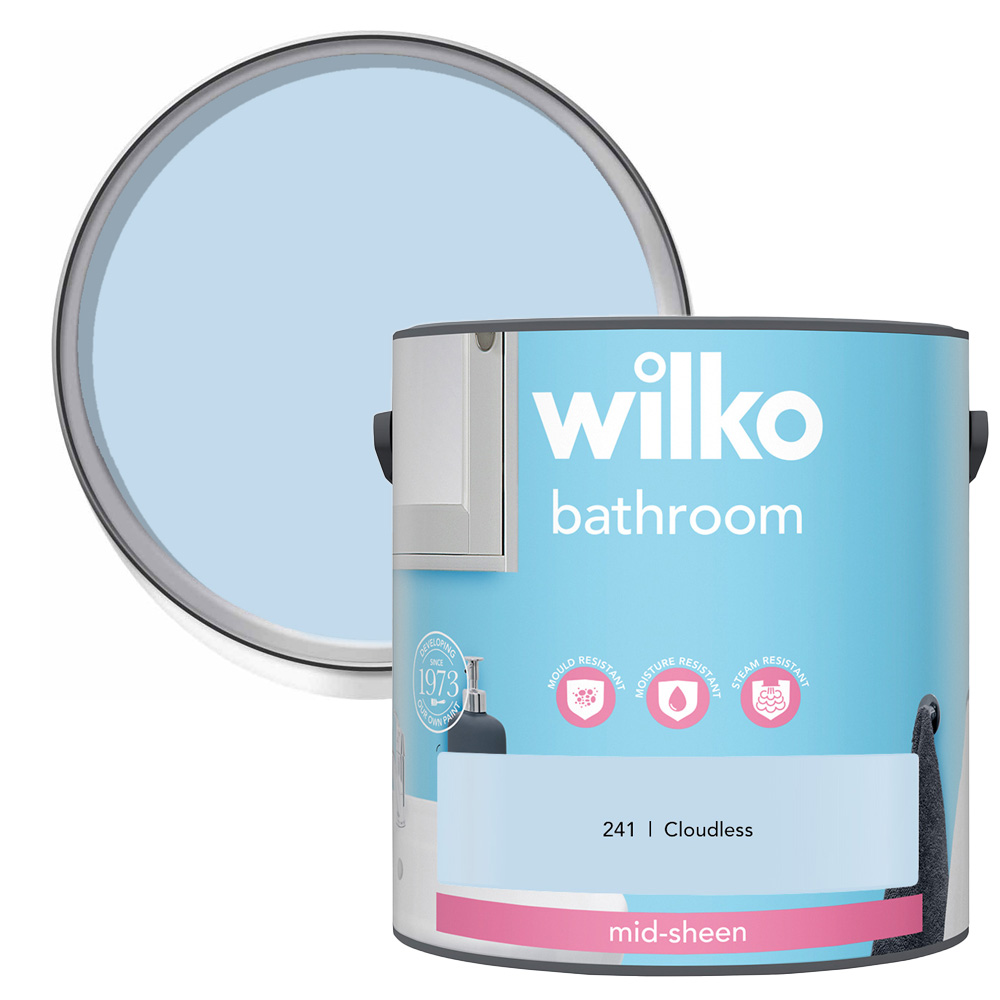 Wilko Bathroom Cloudless Mid Sheen Emulsion Paint 2.5L Image 1