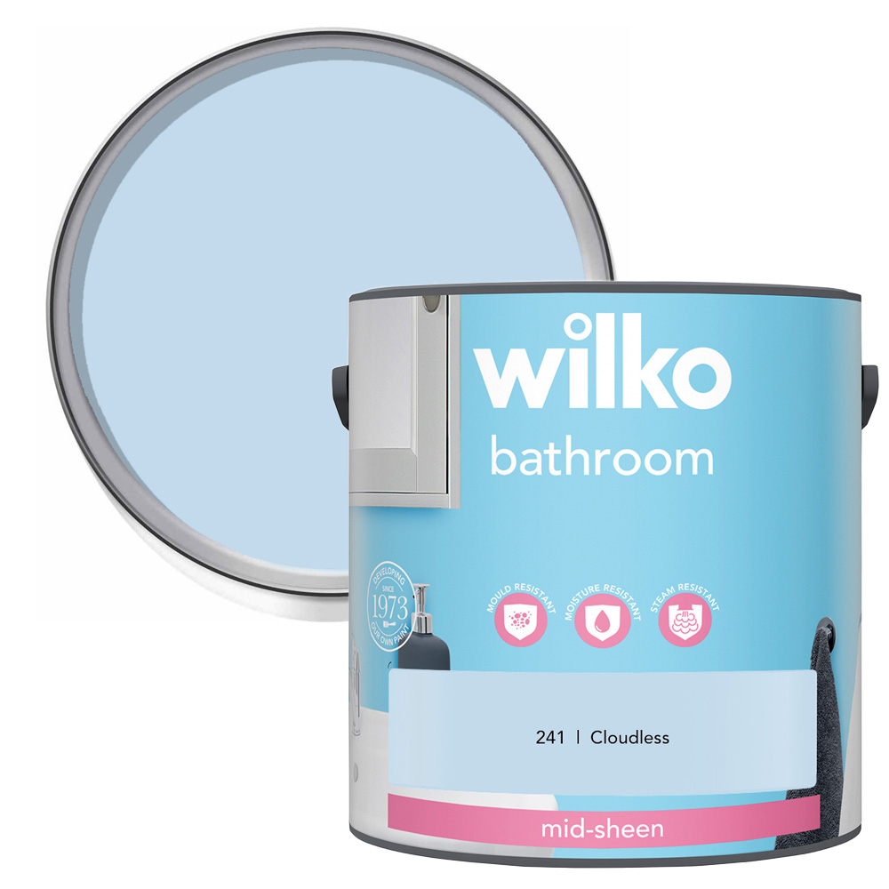 Wilko Bathroom Cloudless Mid Sheen Emulsion Paint 2.5L Wilko