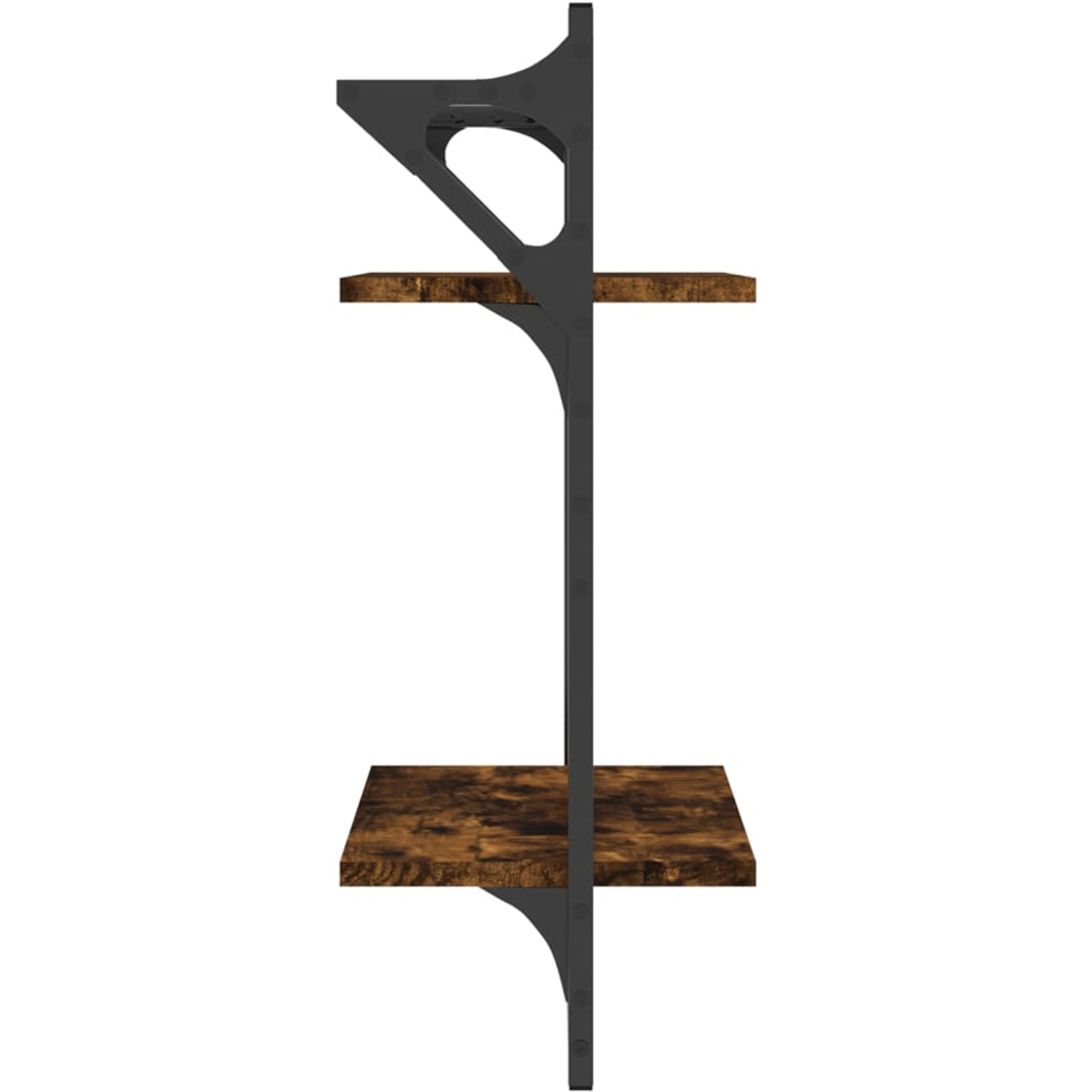vidaXL 2-Tier Smoked Oak Wall Shelf with Bars Set of 2 Image 5