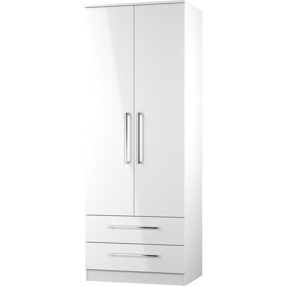 Crowndale Worcester 2 Door 2 Drawer White Gloss Wardrobe Ready Assembled Image 2