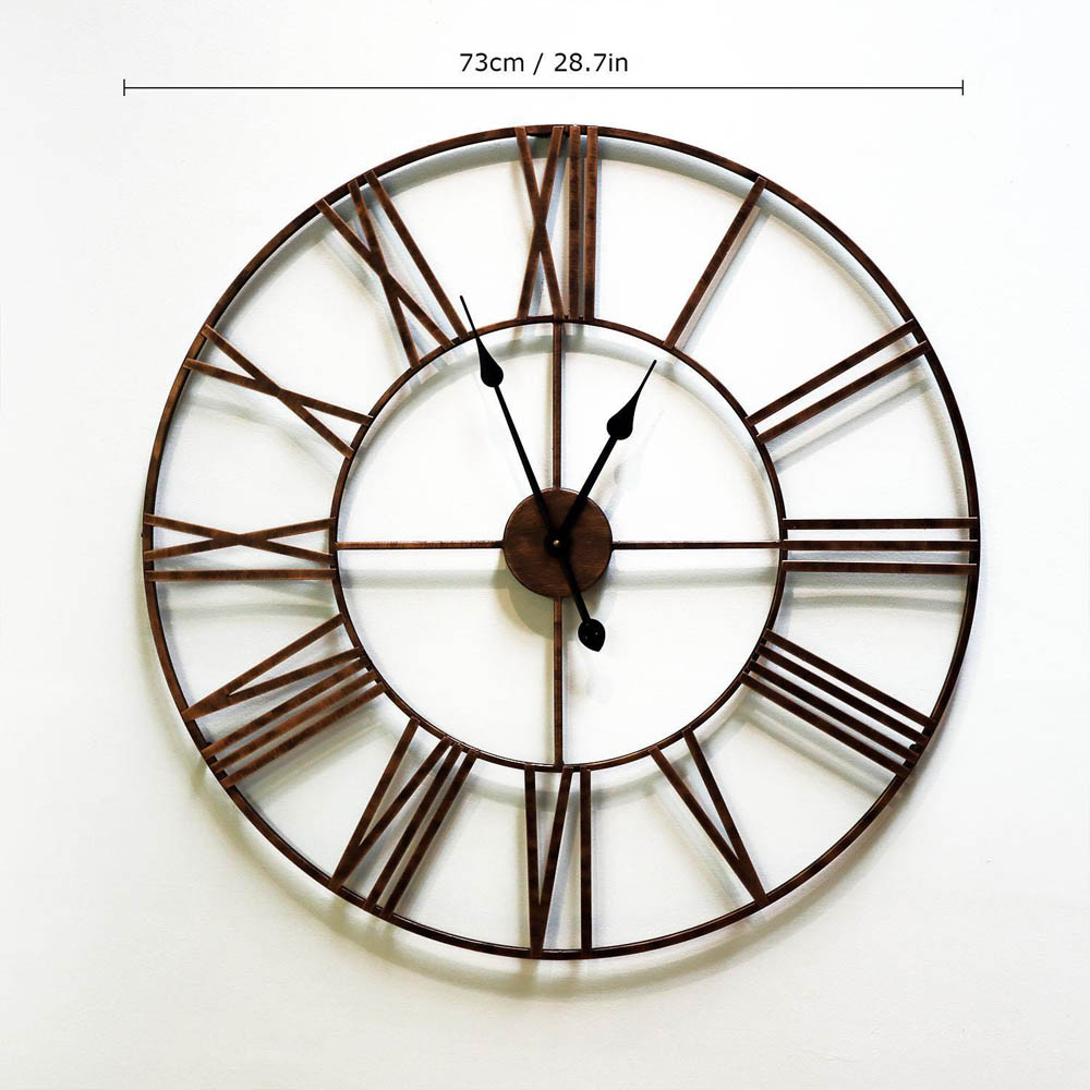 WALPLUS Classic Rustic Copper Vintage Roman Number Wall Clock 73cm Image 9