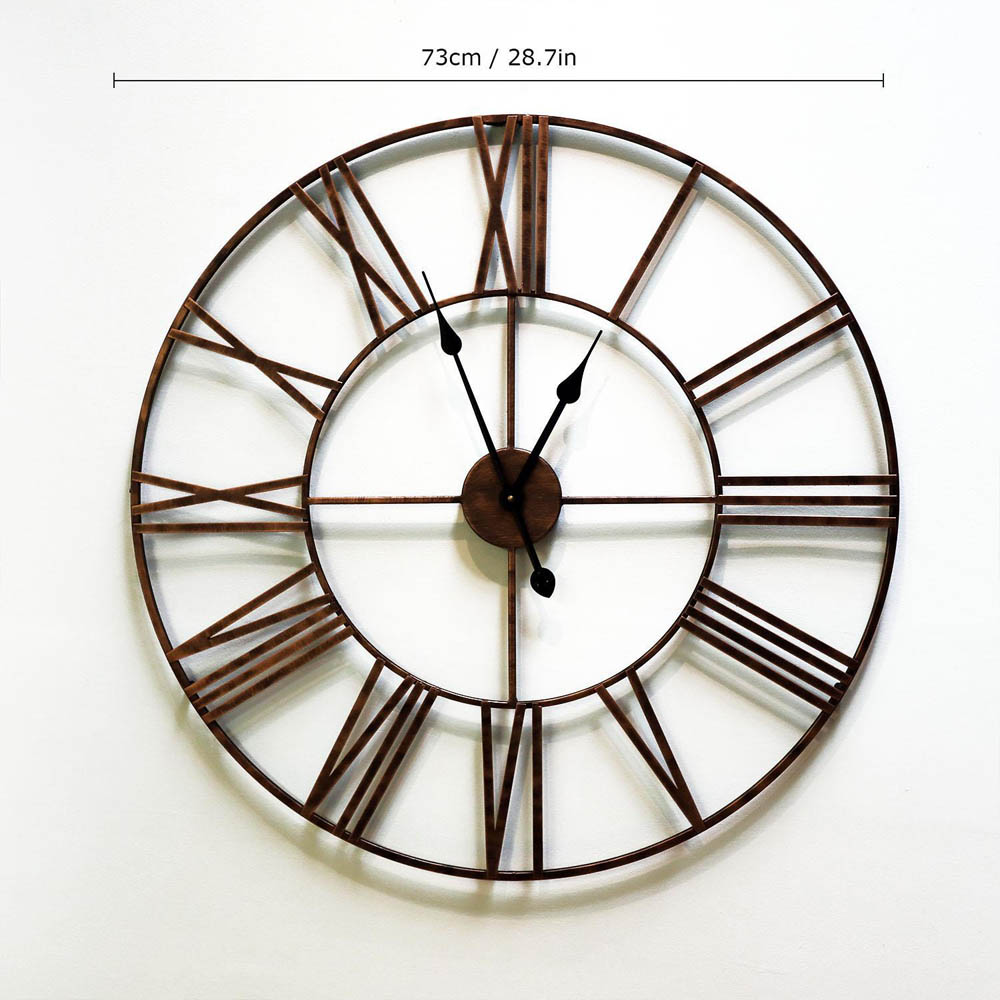 Walplus Classic Rustic Copper Vintage Roman Numeral Round Wall Clock 73cm Image 9