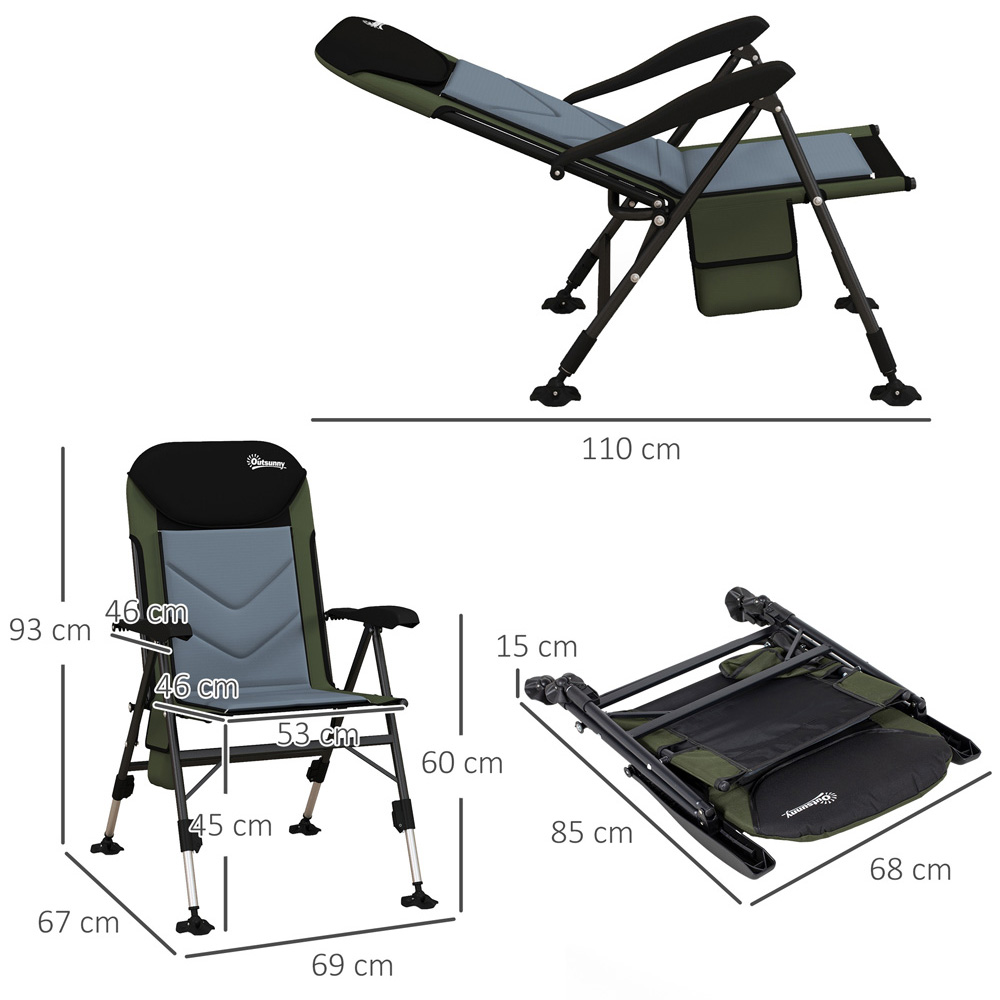 Outsunny Green and Black Metal Foldable Fishing Chair Image 7