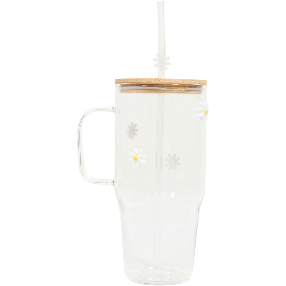 Flower Decal Glass Travel Mug Clear Image 2