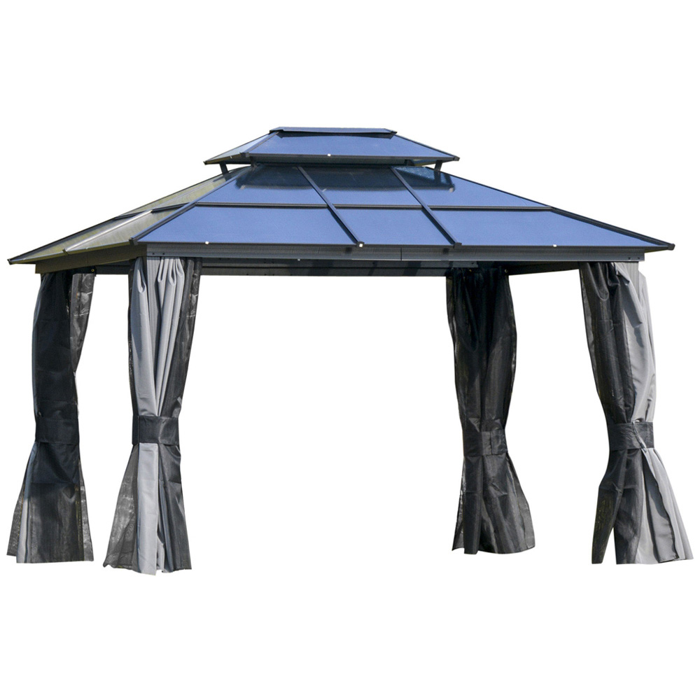 Outsunny 3.6 x 3m 2 Tier Roof Gazebo with Hardtop Image 2