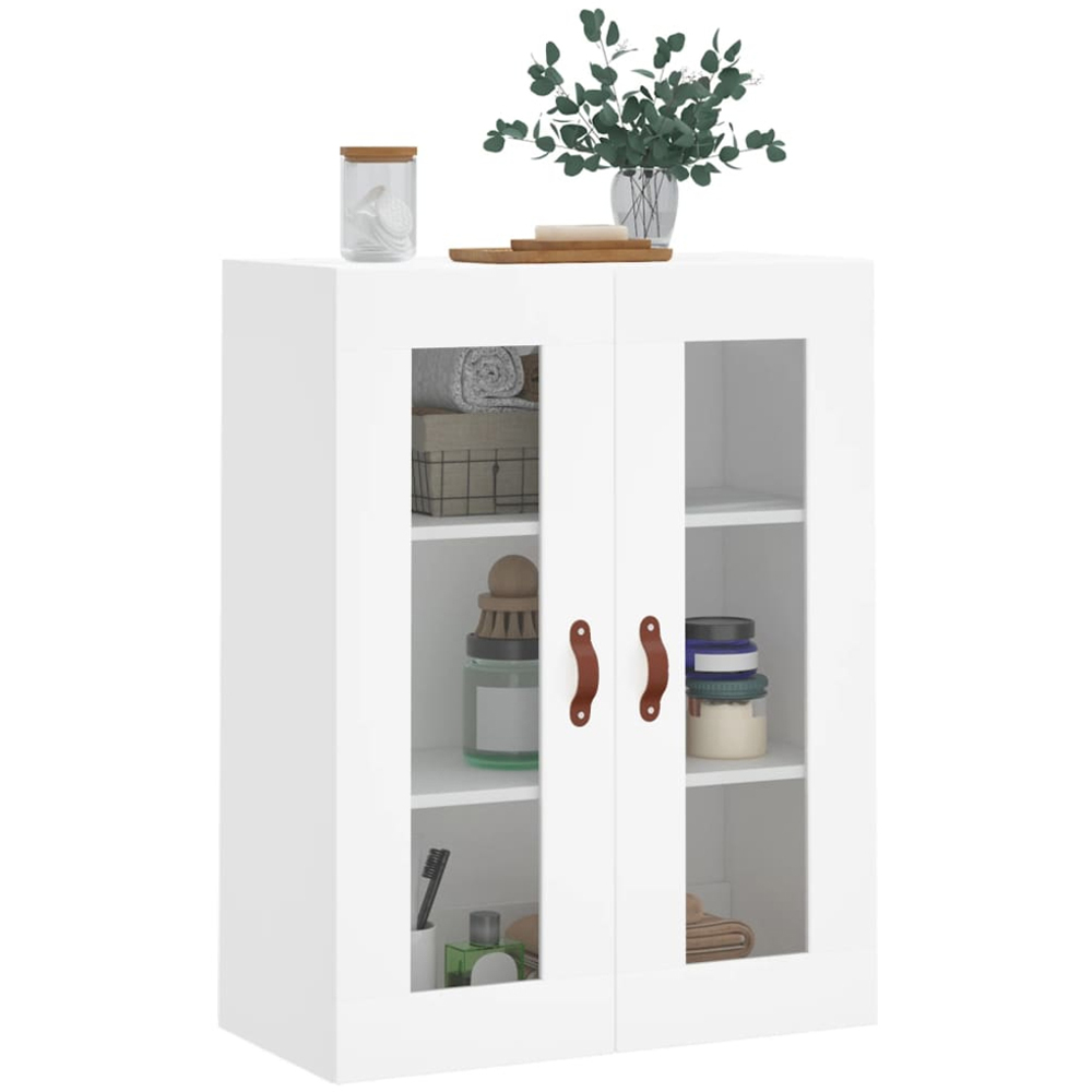 vidaXL 2 Glass Door White Wall Mounted Storage Cabinet Image 3