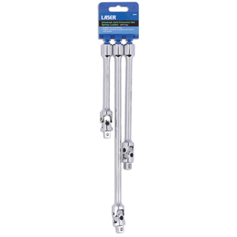 Laser 3/8 inch D Spring Loaded Universal Joint Extension Set Image 5
