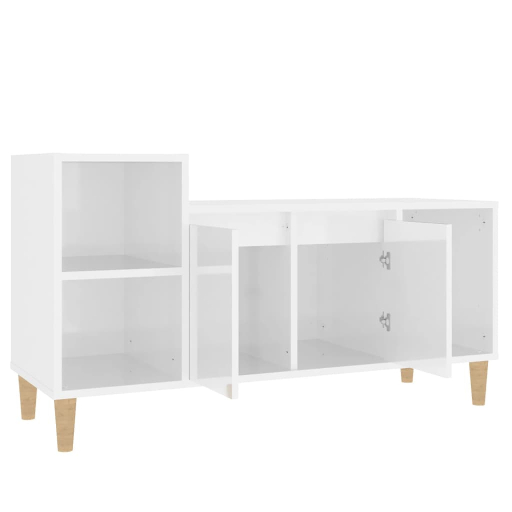 vidaXL 2 Door 3 Shelf High Gloss White TV Cabinet Image 6