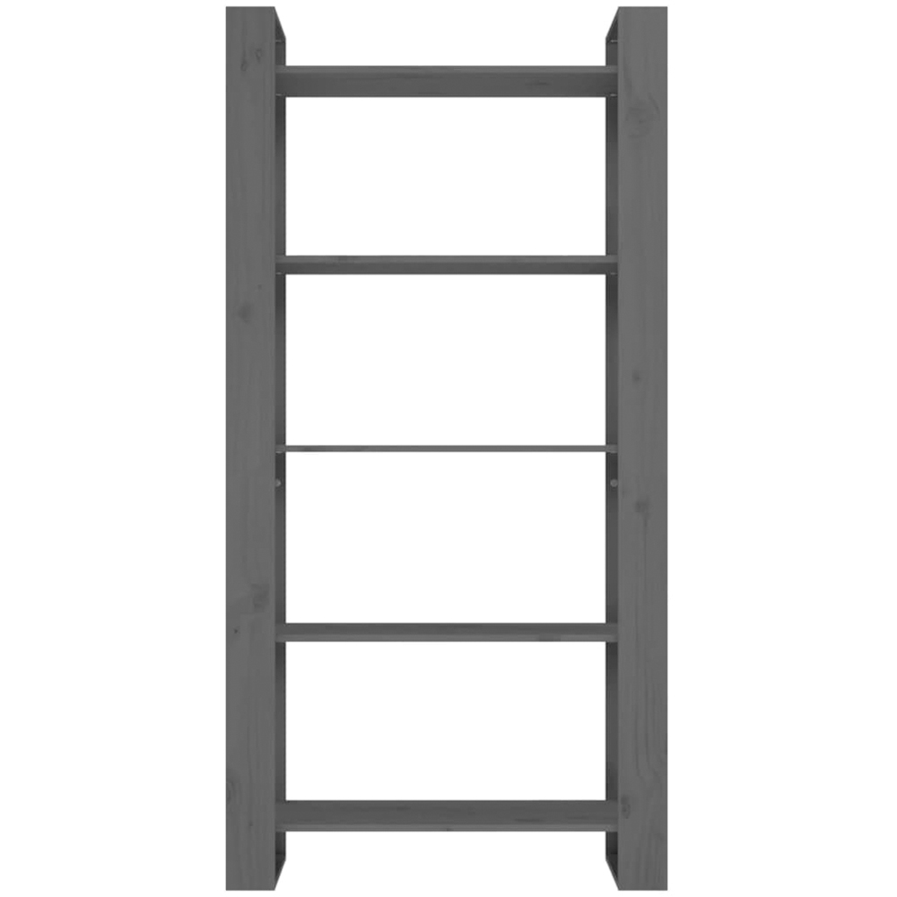 vidaXL 5 Shelf Grey Solid Wood Tall Bookcase Image 3