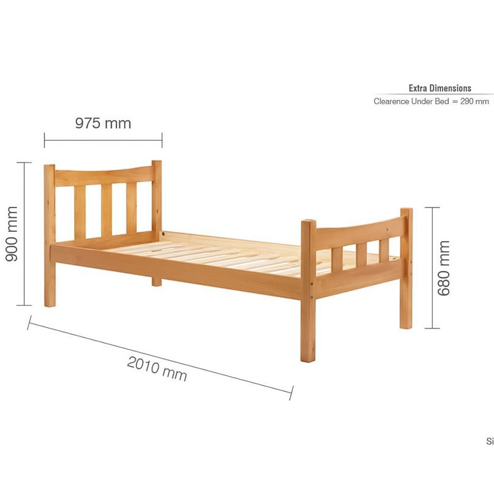 Miami Single Brown Antique Pine Bed Frame Image 9