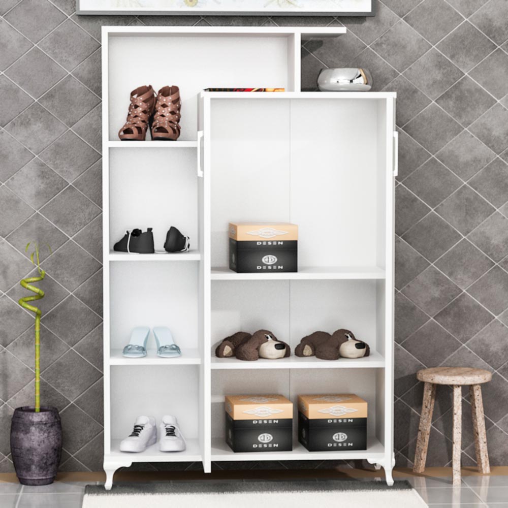 Decorotika Gupse 2 Door 4 Shelf White Storage Cabinet Image 3