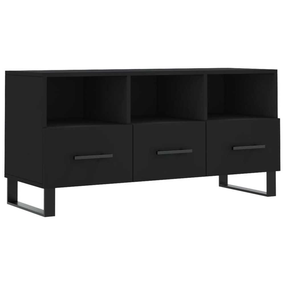 vidaXL 3 Drawer 3 Shelf Black TV Cabinet Image 2
