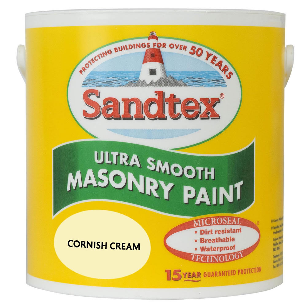 Sandtex Cornish Cream Ultra Smooth Masonry Paint 2.5L Image 1