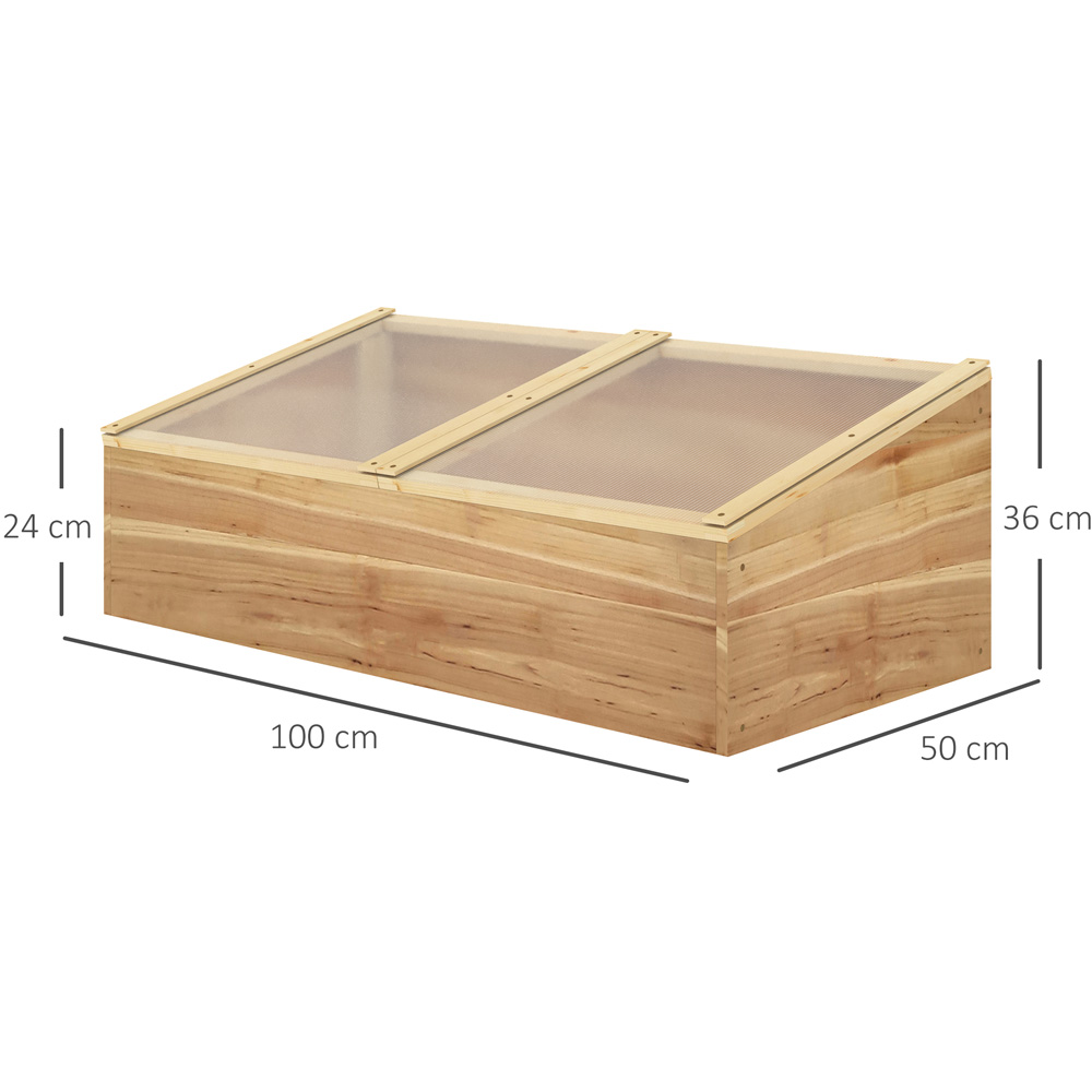 Outsunny Natural Wooden Polycarbonate 3.2 x 1.6ft Cold Frame with Top Cover Image 8